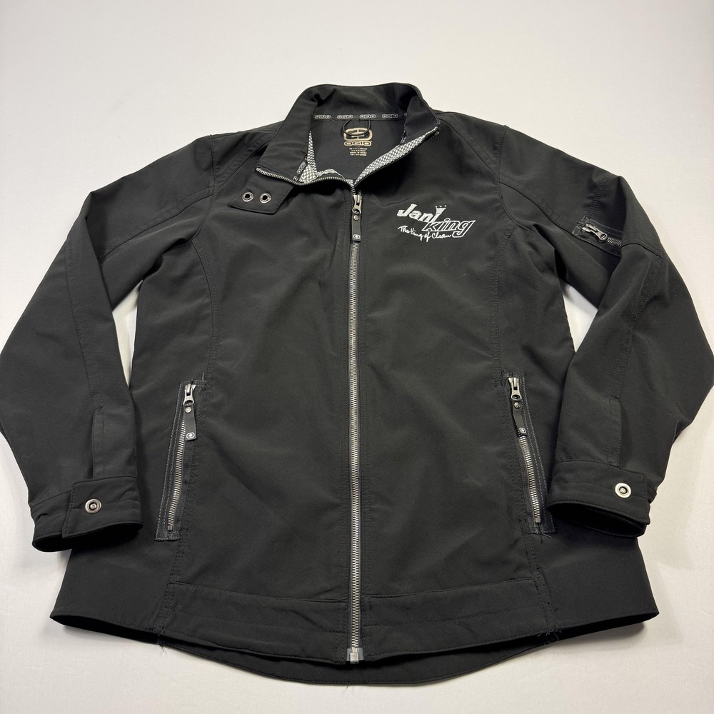 OGIO Jacket Womens Medium Black Windbreaker Full Zip Softshell‎ Janiking Logo
